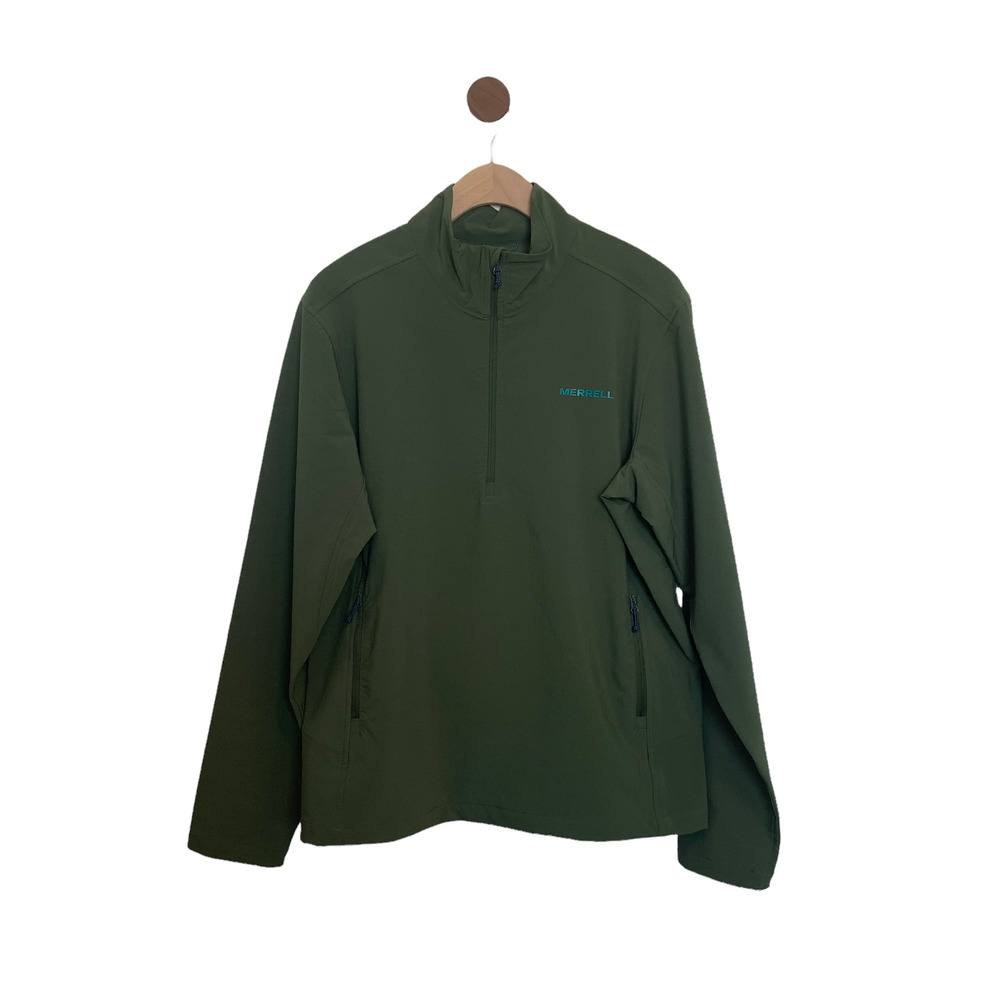 Merrell Mens Long Sleeve Shirt Medium 1/4 Zip Green